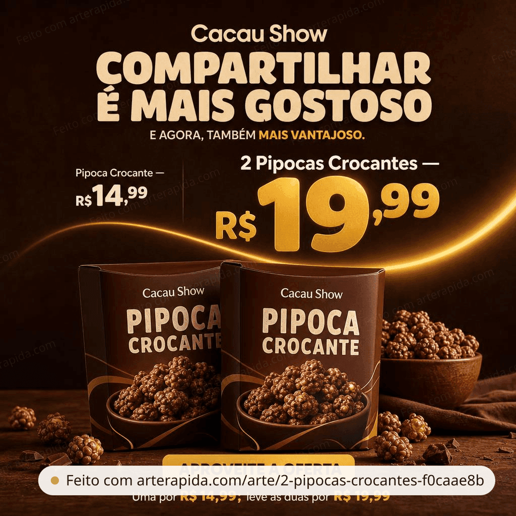 2 Pipocas Crocantes — Geral · ArteRápida