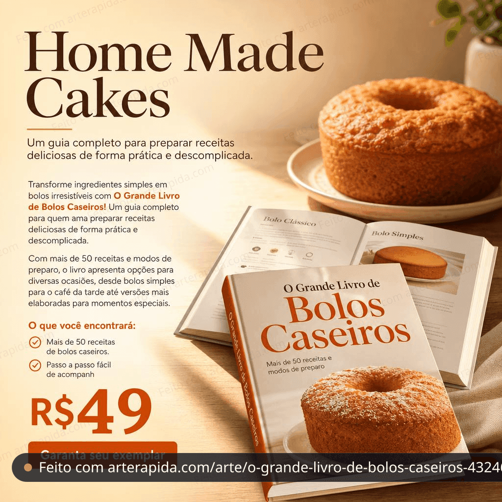 O Grande Livro de Bolos Caseiros — Padaria · ArteRápida